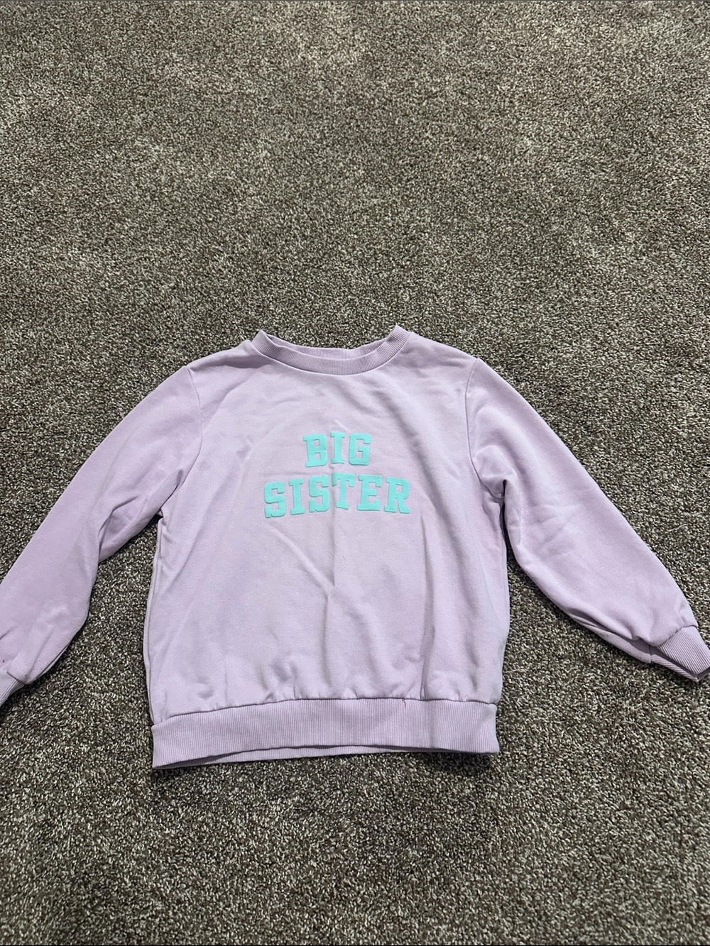 H&M Lilac Sweatshirt with Mint 'BIG SISTER' Print